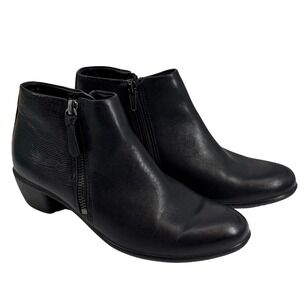 ECCO Black Leather Ankle Booties Zip Comfort Shoes EU 35 US 5 Minimalist